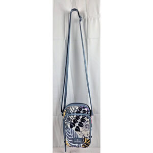 Vera Bradley Blue Floral Cellphone Crossbody Purse/Wallet, Adj. Strap, RFID